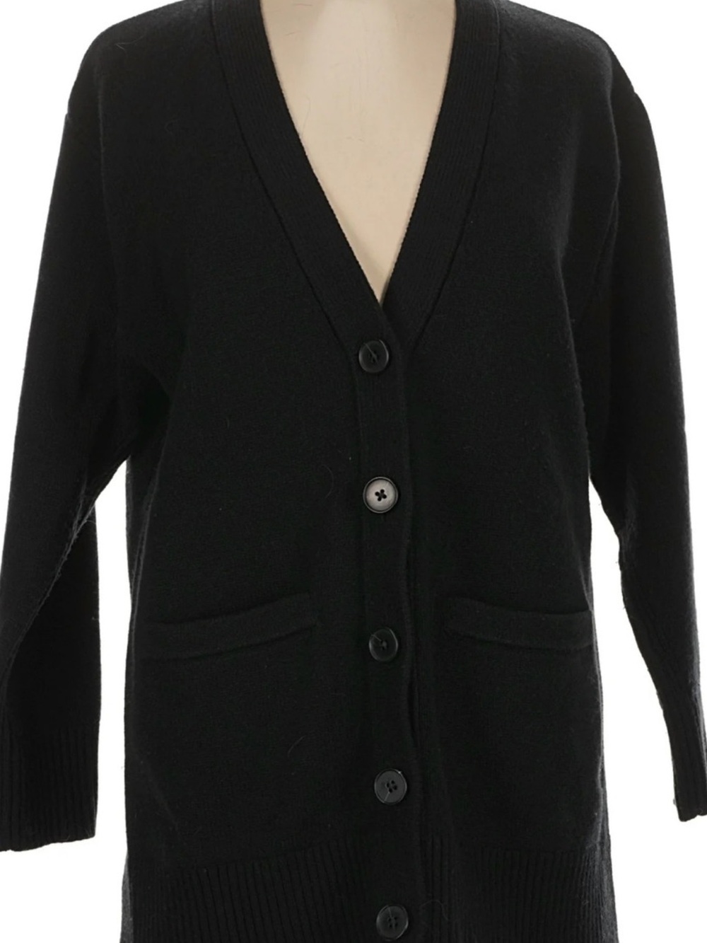 Club Monaco Black V-Neck Button Cardigan